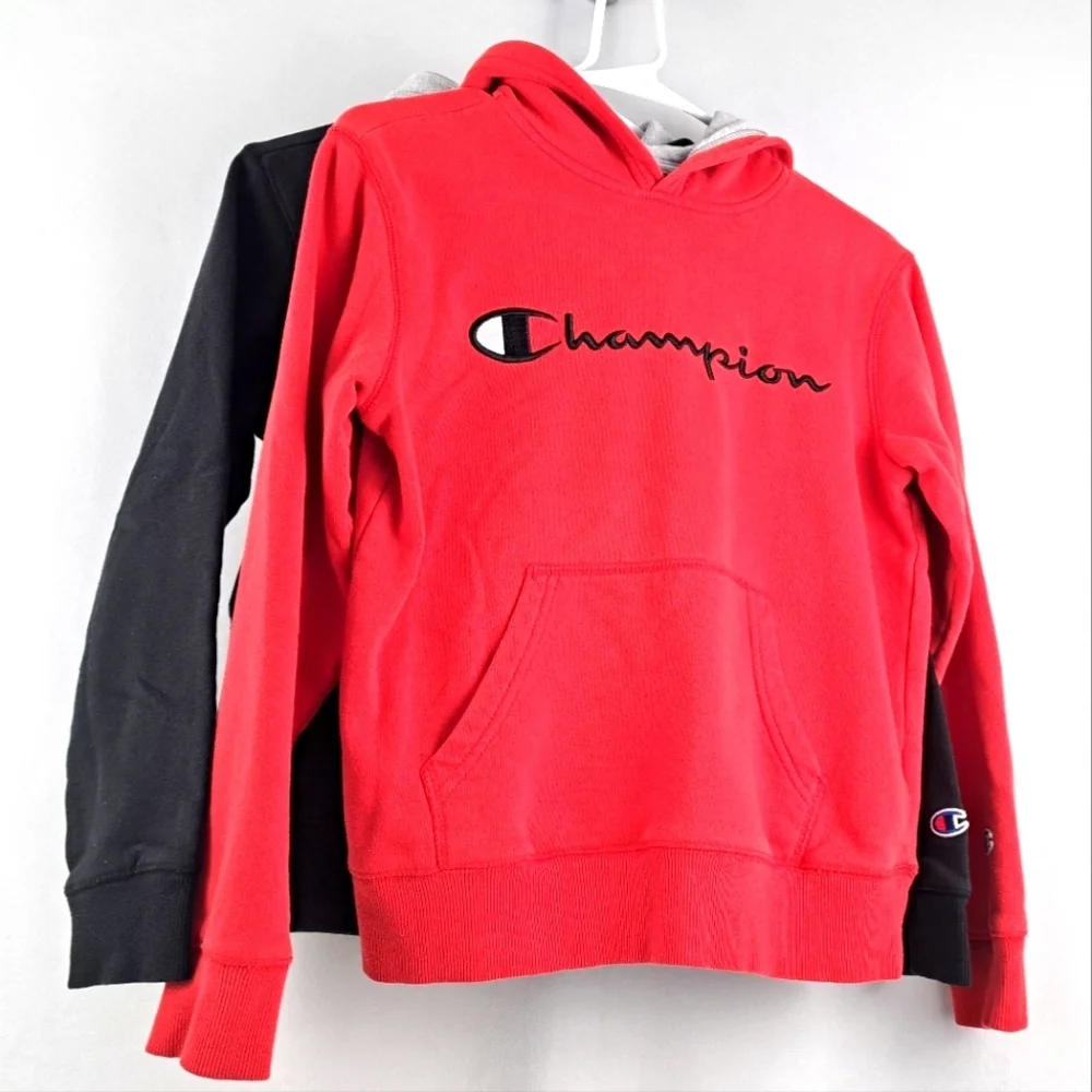 Champion Youth Hoodies 2, Black, Red, sz M - Picture 2 of 4
